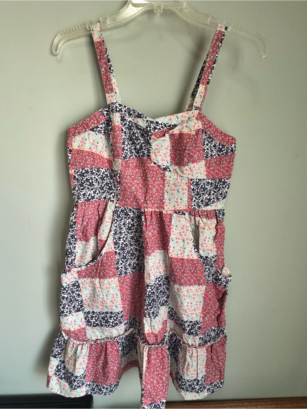 Mossimo Supply Co. Pink Patchwork Floral Sundress with Pockets Size Small